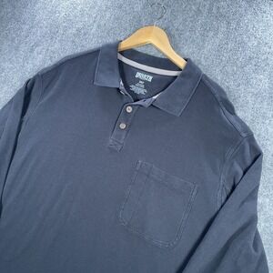 Duluth Trading Co Polo Shirt Mens‎ 2XLT Black Long Sleeve Pocket Cotton #AB956